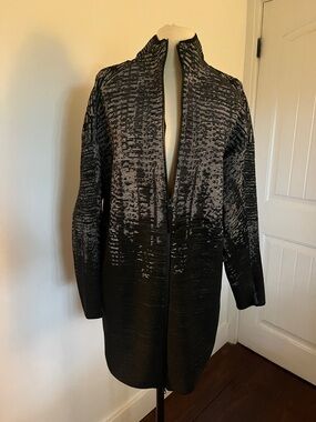 adidas Black & Gray Long Open-Front Knit Trench Coat